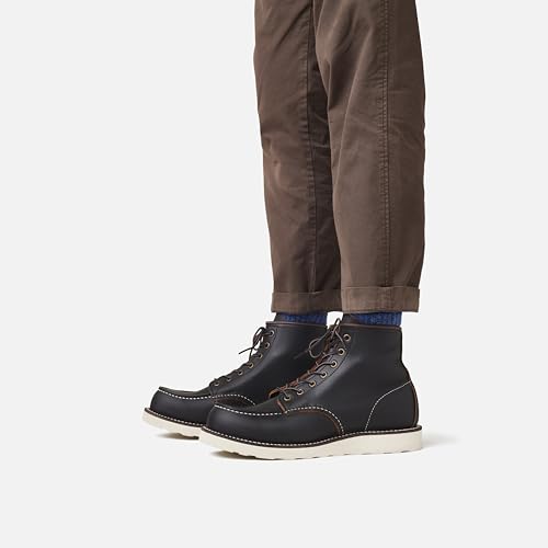 Image of Red Wing Shoes Heritage Classic Moc #8849 Men's 6-Inch Boot, Full Grain Oiled and Waxed Leather, Traction Tred Wedge Sole, Black, 7.5 Medium (D)