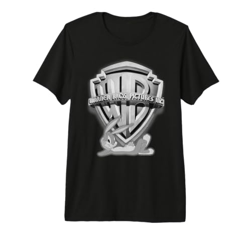 Image of WB 100: Looney Tunes Vintage Warner Bros Shield & Bugs Bunny Premium T-Shirt
