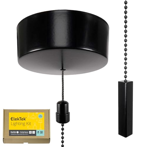 Interrupteur à tirette ElekTek avec barre carrée robuste et chaîne noire