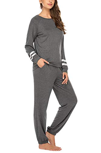 Image of Ekouaer Sweatsuits Womens Loungewear Set Tracksuit Long Sleeve Pajamas Set with Pockets 2 Piece Outfits Lounge Sets