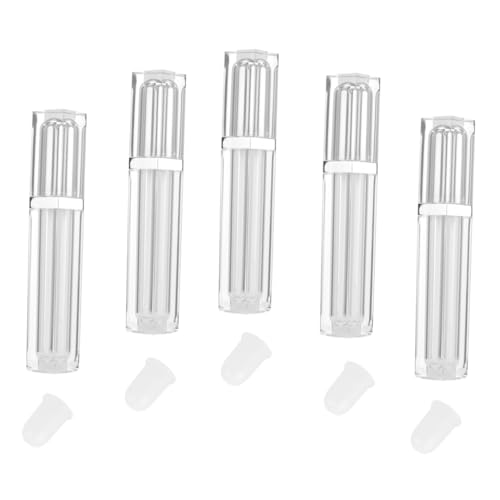 Ipetboom Contenedor de labios compacto de 5 tubos vacíos para productos de labios, diseño amigable para viajes, contenedor vacío de brillo de labios para niñas y mujeres, color plateado