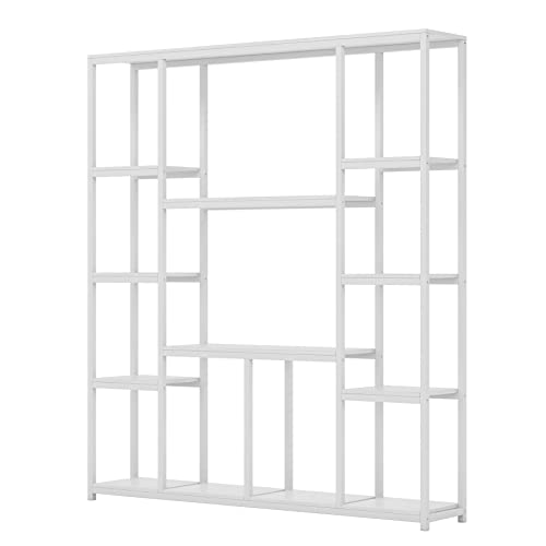 Tribesigns Bookshelf, Industrial 12-Open Shelf Etagere Bookcase, Rustic Vintage Book Shelves Display Shelf Storage Organizer For Home Office (White) #TOP7