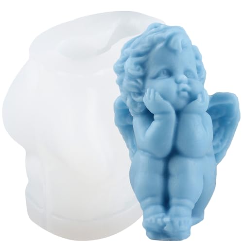 XIAOSHUI 3D Angel Candle Mold Angel Silicone Candle Mold Baby Cupid Angel Silicone Mold for Candle Making Resin Aromatherapy Gypsum Wax Clay Craft