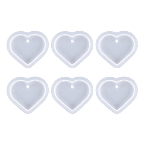 6 Stück Herzform Silikonform Liebe Herz Epoxidharz Formen Herz Schlüsselanhänger Und Schmuck,silikonform Herz,silikon herzform gießform,Hochwertige Kristall Gussformen Mit Löchern