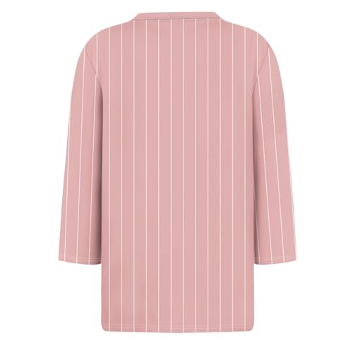 Shacket feminino gráfico solto com gola redonda Shacket para mulheres manga 3/4 listrado outono inve