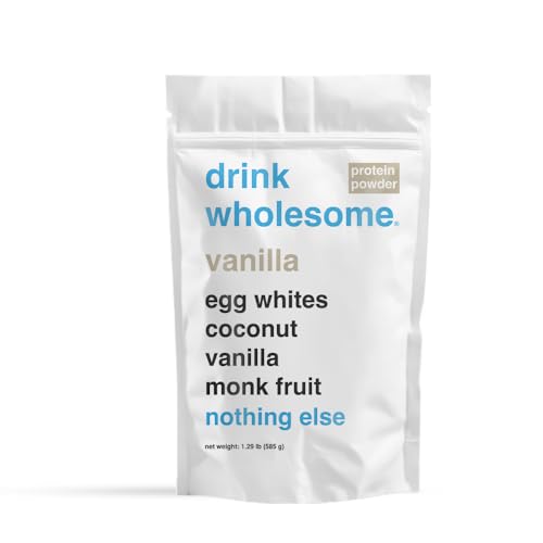 drink wholesome Vanilla Egg White Protein Powder for Sensitive Stomachs | Minimally Processed, Whole-Food Protein | Additive-Free, Dairy-Free, Gluten-Free | Low FODMAP