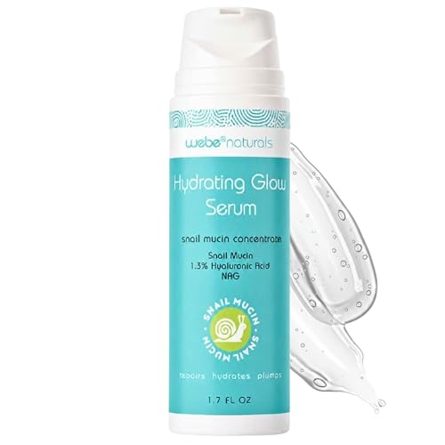 WEBE Naturals Snail Mucin 94% Hydrating Glow Serum | 1.3% Hyaluronic Acid & N-Acetyl Glucosamine...