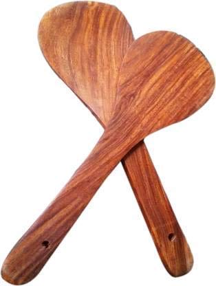 MODERN ARTISAN Wooden Multipurpose Serving Rice Cooking Spoon for Non Stick Spoon Baking Non Stick Spatulas,Mixing Set of 2 [Sheesham Wood]