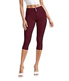 Picture of Hybrid & Company Womens Super Stretch 5 Button Skinny Capri Q45065SK Wine 13