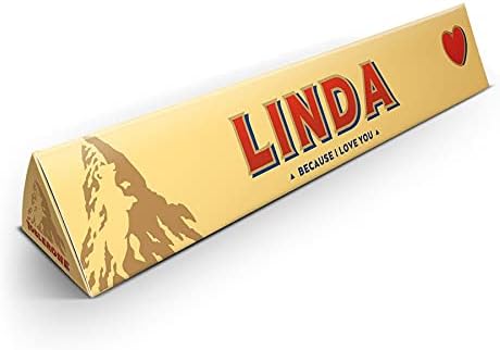 Personalized Toblerone chocolate with Name - Personalized Love-themed Toblerone bar with the name and message of your choice and delicious honey-almond nougat milk chocolate (L - 360 grams)