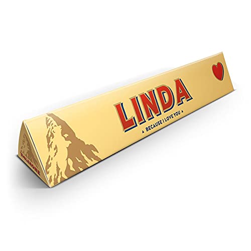 Personalized Toblerone chocolate with Name - Personalized Love-themed Toblerone bar with the name and message of your choice and delicious honey-almond nougat milk chocolate (L - 360 grams)