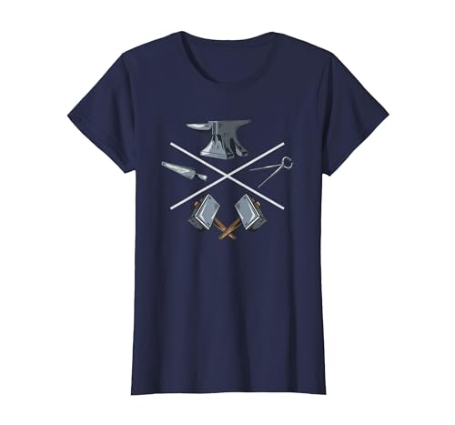Forgeron Blacksmith Forging Forging Maître Forgeron T-Shirt, Femme, Bleu Marine, S