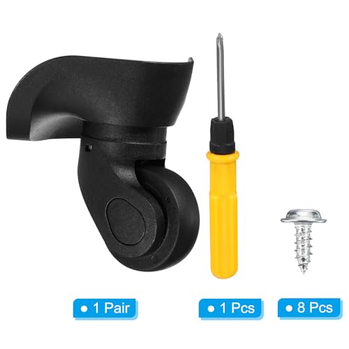 PATIKIL Luggage Wheels Replacement, 1 Pair Suitcase Wheels Caster Repair for Left & Right Swivel Wheel, Black (3.6x4.2x5x3.6/1.4x1.7x2x1.4 inch)3