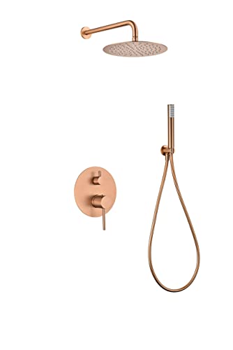 MICE - Set doccia da incasso a parete monocomando a 2 vie - rubinetteria bagno incasso colore rame - oro rosa spazzolato - kit diucha da bagno