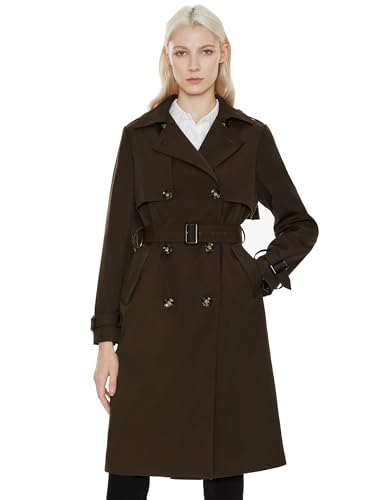 Orolay Womens Long Trench Coat Lightweight Double-Breasted Classic Lapel Spring Overcoat with Belt Coffee Medium
