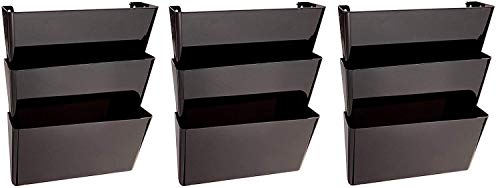 Deflecto Sustainable Office DocuPocket, Recycled Content, Wall File Organizer, Stackable, Letter Size, Black, Set of 3, 13