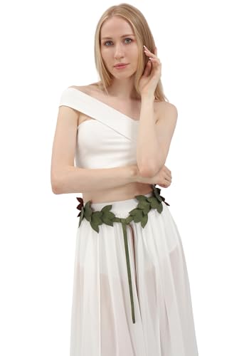 FURPHI Medieval Sash Belt Leaf Faux Leather Renaissance Fairy Style Waistband Costume Accessories3