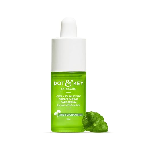 Dot & Key 2% Salicylic Acid + Cica (Centella) Anti Acne Serum with Zinc | Salicylic Acid for Acne and Dark Spots | Serum for Oily Acne Prone Skin & Sensitive Skin | Oil-Free & Non Comedogenic | 20 ml
