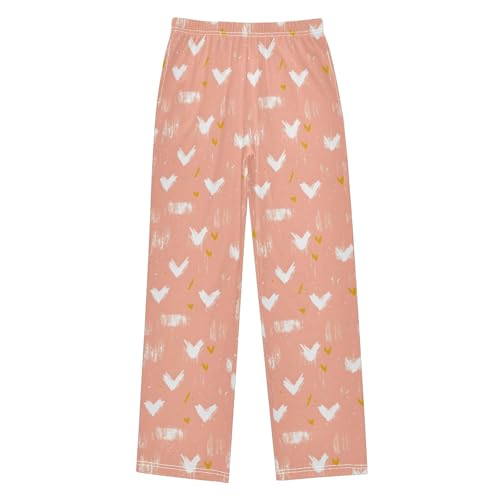 Hand-drawn Hearts Long Pajama Pants Bottoms Soft Sleepwear with Pockets