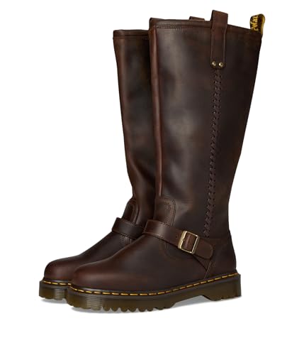 Dr. Martens Unisex Anistone Knee High Boots, Dark Brown, 11 US Men