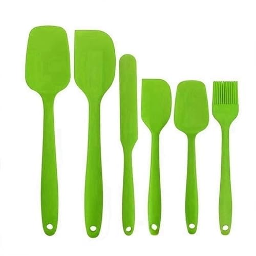 Juego de 6 espátulas de silicona sin costuras, antiadherentes, resistentes al calor, hasta 315.6 °C, raspador de silicona, para hornear (verde)