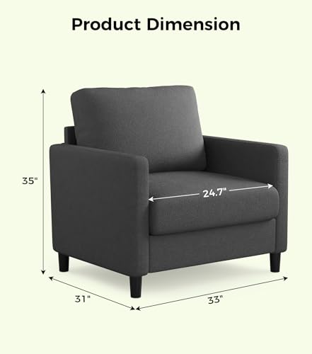 Image of Welzona Sofa Accent Chair, 33 inch Reading Chair, Comfy Teddy Arm Chairs