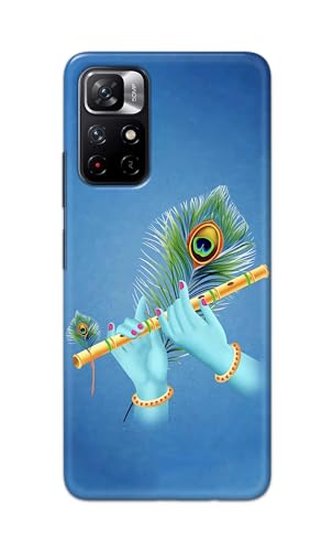 Image of Plastic Printfidaa Printed Hard Back Cover Case For Mi Redmi Note 11T 5G | Mi Redmi Note 11S 5G | Mi Poco M4 Pro 5G Back Cover (Flute In Krishna Hands) -112