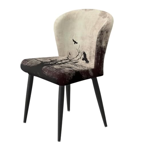 Image of Dry Tree Crows Bar Stool Chair Cover with Back Stretch Bar Chair Covers Swivel Barstool Slipcovers with 4 pcs Black Seat Couch Cover Waterproof Anti-Scratches Spills Chair Covers