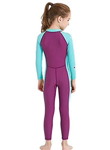 Image of Little Kids Girls One Piece Water Sports Sun Protection Rash Guard UPF 50+ Long Sleeves Full Suit Swimsuit Wetsuit