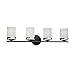Limoges - Atlas 4-Light Bath Bar - Cylinder with Flat Rim Translucent Porcelain Shade with Waves Design - Dark Bronze Finish