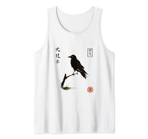 Crow Ethereal en el estilo tradicional japonés de pincel Camiseta sin Mangas