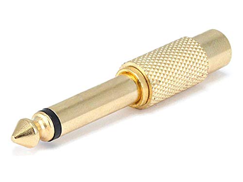 Adaptador Monoprice Mono Plug 6.35mm a RCA Dorado miniatura 1