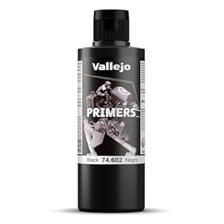 Vallejo Surface Primer, Acrylic Black Primer for Airbrush, Fast-Drying, High Adhesion for Miniatures and Models, 200 ml