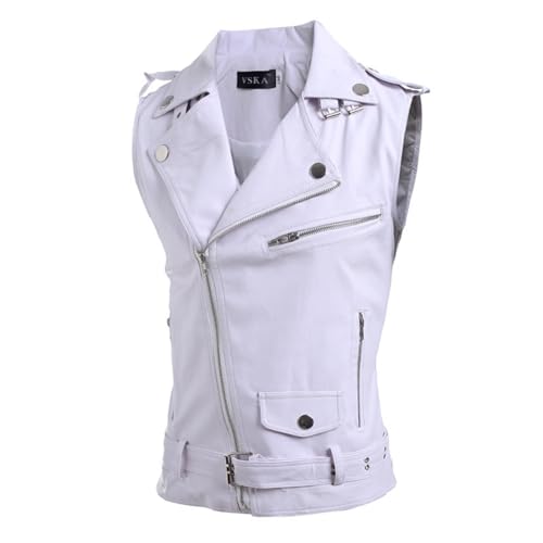 Gilet en cuir homme gothique punk à lacets latéraux pour look biker rock