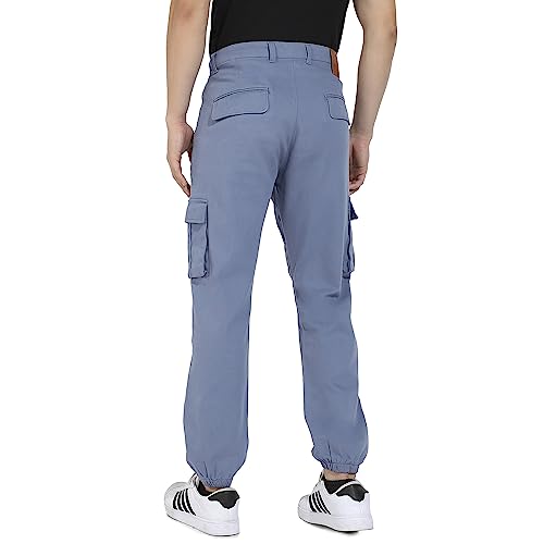 Image of CAHOOT Men's Cuffed Hem Cargo Trousers for Casual Wear | 6 Pockets | Regular Fit | Button Closure | Cotton Poly Cargo Pant Crafted with Comfort Fit for Everyday Wear