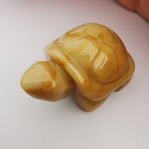 Lovionus89 Hand Carved Stone Crystal Turtle, 40mm Small Turtle Animal Figure Bag Statue Sculpture, Yellow Jade - Image 4