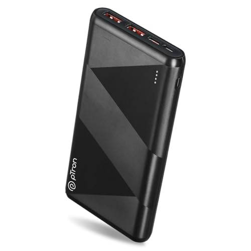Image of pTron Dynamo Z 10000mAh 22.5W Power Bank, 20W PD Fast Charging Supports Xiamo, Redmi, Samsung, iPhone, Oneplus, Oppo, 3 Output & 2 Input Ports & Multiple Layers of Protection (Jet Black)