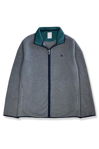 Brooks Brothers Mens Contrast Polar Fleece Polyester Full Zip Sweater,2