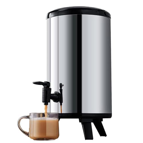 KhUkhu Dispensador De Bebidas Frías, Calientes Y Térmicas De Acero Inoxidable con Grifo, Enfriador De Bebidas con Forma De Barril De Hielo, Jarra De Agua para Té para Grandes Multitudes,8L