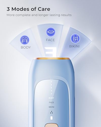 LUBEX Painless Sapphire Ice Cooling IPL Laser Hair Removal Device at Home for Women & Men, 1,000,000+ Unlimited Flashes, Safe and Permanent, Alternative to Salon Hair Removal for Face, Body, Bikini - Image 5