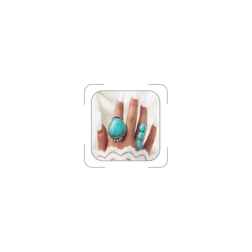 Bagues turquoises pour femme au design western vintage ciselé