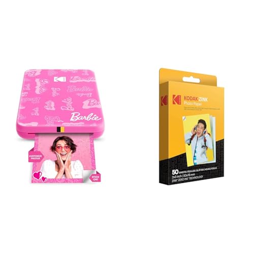 Image of KODAK Barbie x Step Slim Wireless Instant Portable Photo Mobile Printer 2 inchx3 inch Premium Photo Paper (50 Sheets)