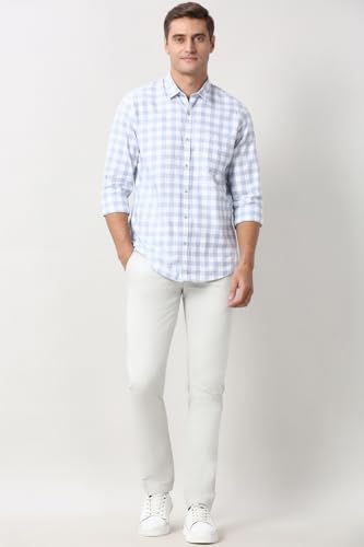 Image of Peter England Slim Fit Checkered Casual Shirt for Men - Full Sleeves | Cotton | Smart & Stylish