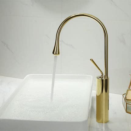 Robinet de bassin or blanc chaud et froid avec mitigeur en laiton haut