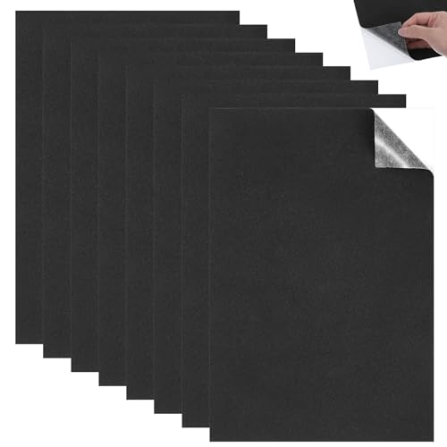Nogeqi 8 Stück Schwarz Moosgummi Selbstklebend Platten, (250mm * 200mm * 1mm) Eva Foam Sticker, Eva Schaumstoff Selbstklebend Schaumstoffplatte Rutschfeste für Möbel, Schmuckkästchen, Bastelarbeiten