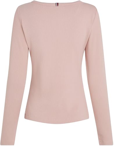 Tommy Hilfiger Damen Langarmshirt Slim Fit Rundhalsausschnitt, Rosa (Foggy Pink), XXS – Ansicht 6