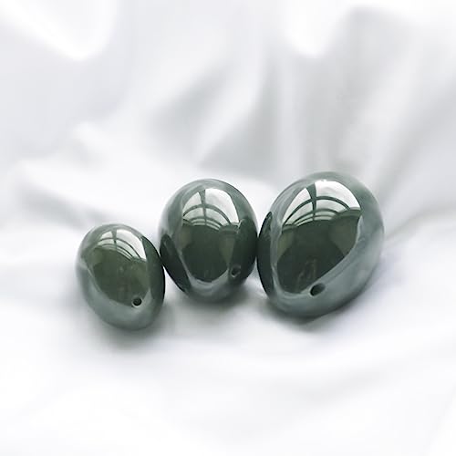 Polar Jade Yoni Ei, Yoni Ei Set, Jade Eggs, Yoni Stones, Yoni-Ei, Yoni Eier, Nephritejade Eier Dreierset, Groß Medium und Klein 3 größen gebohrt
