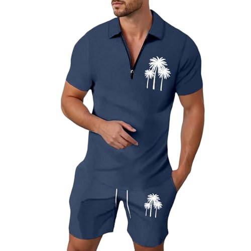 Costume slim fit pour hommes ensemble veste zippée et pantalon marine XXL