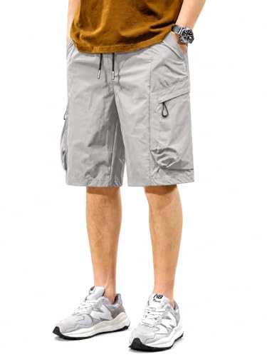 Image of Men's 100% Pure Cotton Cargo Shorts | Regular Fit Solid Knee Length Shorts with Multiple Utility Pockets | Casual Outdoor Summer Shorts for Men