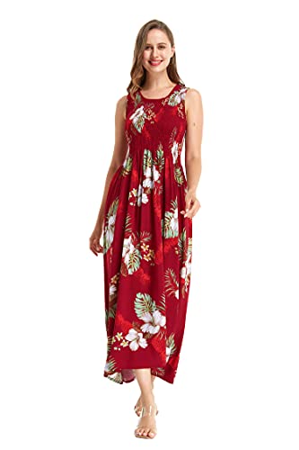 Image of Matchable Family Hawaiian Luau Men Women Girl Boy Clothes in Pineapple Garden Burgundy
